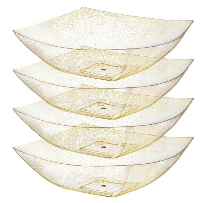 Posh Setting Square Gold Glitter Serving Bowl - 64 oz. - 4 Pack Image 1