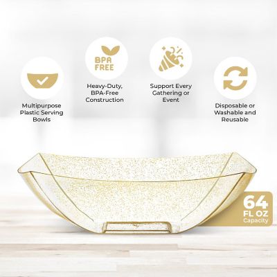 Posh Setting Square Gold Glitter Serving Bowl - 64 oz. - 4 Pack Image 2