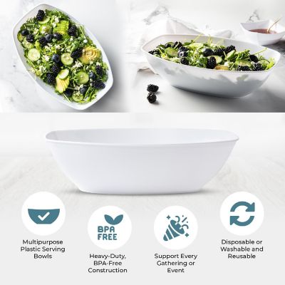 Posh Setting White Oval Salad Bowl - 72 oz. - 4 Pack Image 2