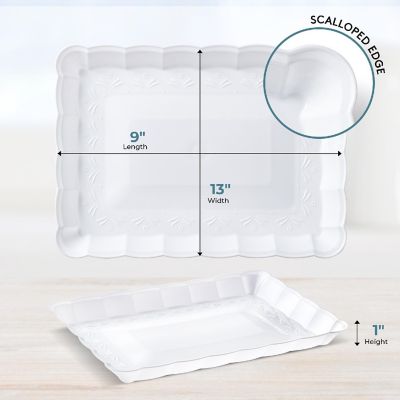 Posh Setting White Rectangular Serving Tray with Scalloped Edge - 4 Count Image 3