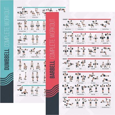 PosterMate (16.5 x 25 Inch) FitMate Dumbbell and Barbell Bundle Workout Exercise Poster - Workout Routine Image 1