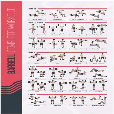 PosterMate FitMate Barbell Workout Exercise Poster - Workout Routine   (16.5 x 25 Inch) Image 1