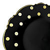 Premium 10.25" Black with Gold Dots Round Blossom Disposable Plastic Dinner Plates (120 Plates) Image 1