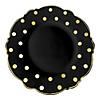Premium 10.25" Black with Gold Dots Round Blossom Disposable Plastic Dinner Plates (120 Plates) Image 1