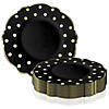 Premium 10.25" Black with Gold Dots Round Blossom Disposable Plastic Dinner Plates (120 Plates) Image 3