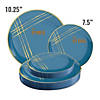 Premium 10.25" Blue with Gold Brushstroke Round Disposable Plastic Dinner Plates (120 Plates) Image 3