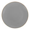 Premium 10.25" Gray with Gold Organic Round Disposable Plastic Dinner Plates (120 Plates) Image 1