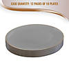 Premium 10.25" Gray with Gold Organic Round Disposable Plastic Dinner Plates (120 Plates) Image 4