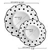 Premium 10.25" White with Black Dots Round Blossom Disposable Plastic Dinner Plates (120 Plates) Image 1