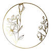 Premium 10.25" White with Gold Antique Floral Round Disposable Plastic Dinner Plates (120 Plates) Image 1