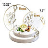 Premium 10.25" White with Gold Antique Floral Round Disposable Plastic Dinner Plates (120 Plates) Image 3