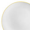 Premium 10.25" White with Gold Rim Organic Round Disposable Plastic Dinner Plates (120 Plates) Image 1
