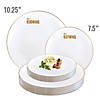 Premium 10.25" White with Gold Rim Organic Round Disposable Plastic Dinner Plates (120 Plates) Image 3