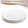 Premium 10.25" White with Gold Rim Organic Round Disposable Plastic Dinner Plates (120 Plates) Image 3