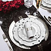 Premium 10.25" White with Silver Dots Round Blossom Disposable Plastic Dinner Plates (120 Plates) Image 4