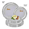 Premium 10" Clear with Silver Vintage Rim Round Disposable Plastic Dinner Plates (120 Plates) Image 3
