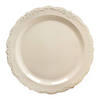 Premium 10" Ivory Vintage Round Disposable Plastic Dinner Plates (120 plates) Image 1