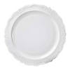 Premium 10" White Vintage Round Disposable Plastic Dinner Plates (120 plates) Image 1