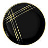 Premium 7.5" Black with Gold Brushstroke Round Disposable Plastic Appetizer/Salad Plates (120 Plates) Image 1