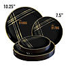 Premium 7.5" Black with Gold Brushstroke Round Disposable Plastic Appetizer/Salad Plates (120 Plates) Image 3