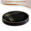 Premium 7.5" Black with Gold Brushstroke Round Disposable Plastic Appetizer/Salad Plates (120 Plates) Image 4
