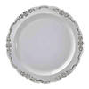 Premium 7.5" Clear with Silver Vintage Rim Round Disposable Plastic Appetizer/Salad Plates (120 Plates) Image 1