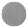Premium 7.5" Gray with Gold Rim Organic Round Disposable Plastic Appetizer/Salad Plates (120 Plates) Image 1