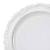 Premium 7.5" White Vintage Round Disposable Plastic Appetizer/Salad Plates  (120 plates) Image 1