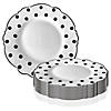 Premium 7.5" White with Black Dots Round Blossom Disposable Plastic Salad Plates (120 Plates) Image 2