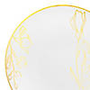 Premium 7.5" White with Gold Antique Floral Round Disposable Plastic Appetizer/Salad Plates (120 Plates) Image 1