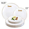 Premium 7.5" White with Gold Rim Organic Round Disposable Plastic Appetizer/Salad Plates (120 Plates) Image 2