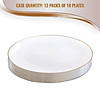 Premium 7.5" White with Gold Rim Organic Round Disposable Plastic Appetizer/Salad Plates (120 Plates) Image 3