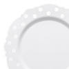 Premium 7.5" White with Silver Dots Round Blossom Disposable Plastic Salad Plates (120 Plates) Image 1