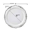 Premium 7.5" White with Silver Vintage Rim Round Disposable Plastic Appetizer/Salad Plates (120 Plates) Image 2