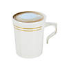 Premium 8 oz. White with Gold Edge Rim Round Plastic Coffee Mugs -120 Ct. Image 1