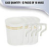 Premium 8 oz. White with Gold Edge Rim Round Plastic Coffee Mugs -120 Ct. Image 4
