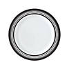 Premium Black & White Striped Plastic Dinner Plates &#8211; 25 Ct. Image 1