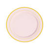 Premium Blush Plastic Dinner Plates with Gold Trim - 25 Ct. Image 1