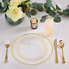 Premium Gold Dot Clear Plastic Dinner Plates - 25 Ct. Image 1