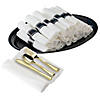 Premium Gold Plastic Cutlery in White Napkin Rolls Set - Napkins, Forks, Knives, Spoons and Paper Rings (100 Sets) Image 2