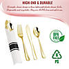 Premium Gold Plastic Cutlery in White Napkin Rolls Set - Napkins, Forks, Knives, Spoons and Paper Rings (100 Sets) Image 3