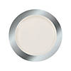 Premium Ivory Plastic Dinner Plates with Silver Border - 25 Ct. Image 1