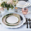 Premium Ivory Plastic Dinner Plates with Silver Border - 25 Ct. Image 1