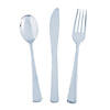 Premium Metallic Silver Plastic Cutlery Sets - 24 Ct. Image 1