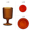 Premium Plastic Amber Ribbed Cup &amp; Tableware Kit &amp;#8211; 87 Pc. Image 1
