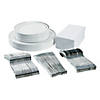 Premium White & Silver Plastic Tableware Kit for 24 Guests Image 1