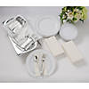 Premium White & Silver Plastic Tableware Kit for 24 Guests Image 1