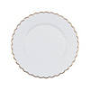 Premium White Elegance Plastic Dinner Plates with Scalloped Gold Trim - 25 Ct. Image 1