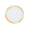Premium White Plastic Dessert Plates with Gold Trim - 25 Ct. Image 1