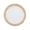 Premium White Plastic Dinner Plates with Gold Lace Trim - 25 Ct. Image 1